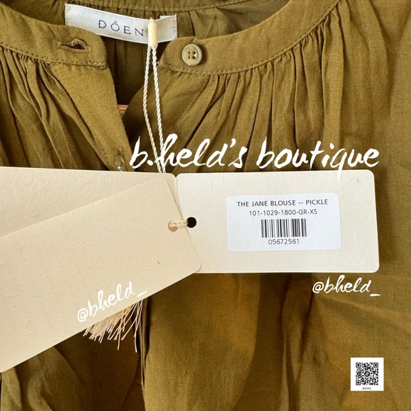 Dôen Jane Blouse in Pickle Green Organic Cotton Viscose Size XS Brand New NWT - Picture 5 of 10